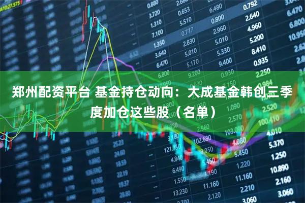 郑州配资平台 基金持仓动向：大成基金韩创三季度加仓这些股（名单）